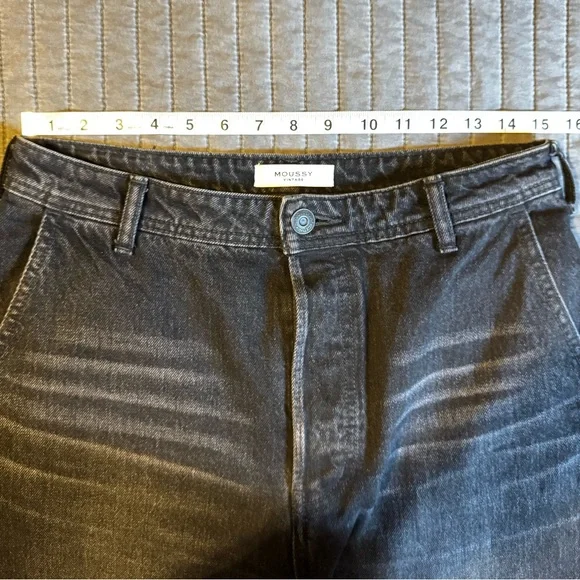 Moussy Elba wide cropped black denim size 28 - Picture 6 of 11